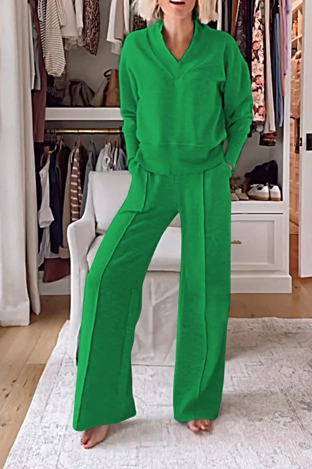 Drune | Lockeres Oberteil und Hose mit weitem Bein Set
