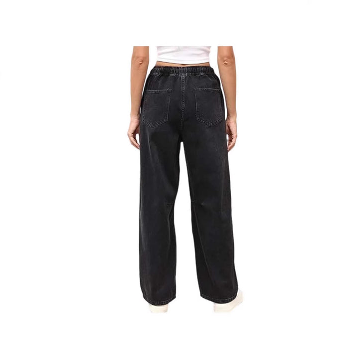 Damen weite Denim-Hose mit elastischem Bund und praktischem Schnitt Drune