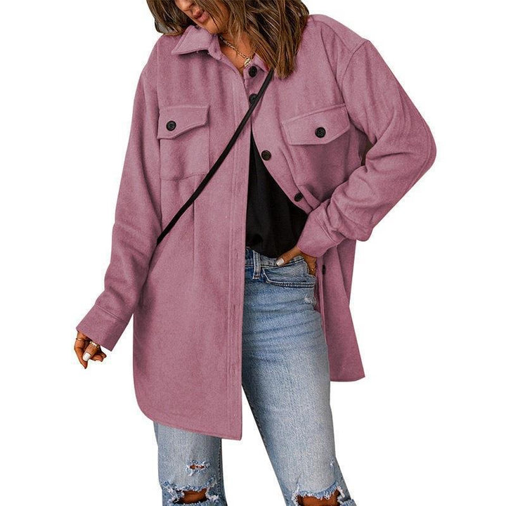 Damen Oversized Hemdenjacke mit zwei Brusttaschen Drune