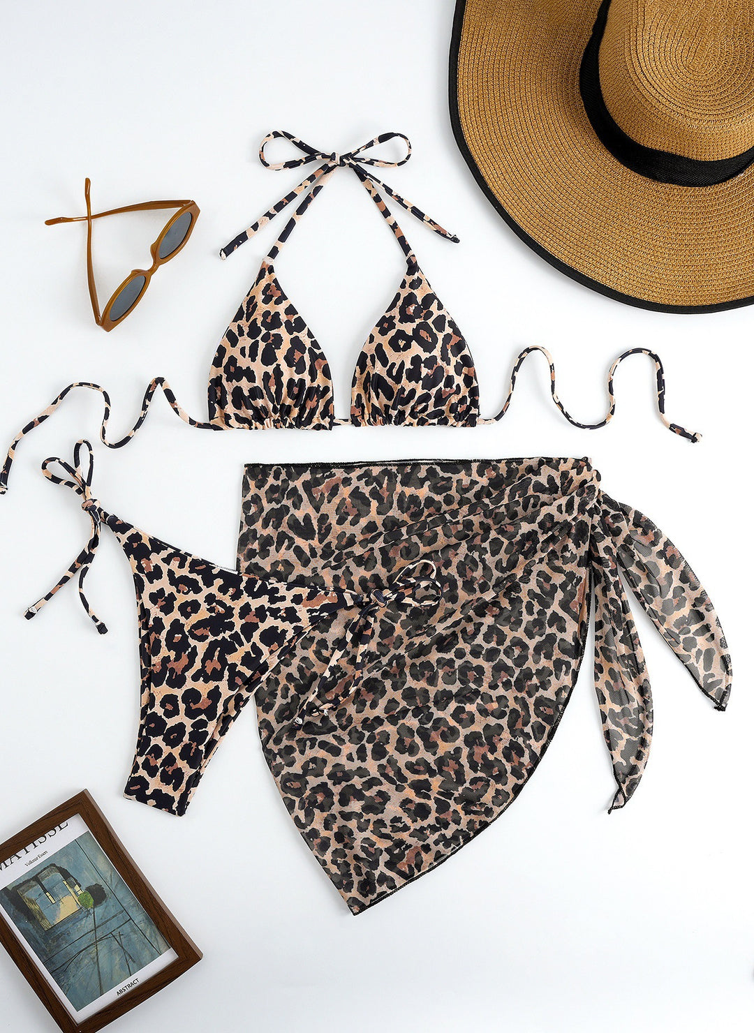 Damen Triangel-Bikini mit floralem Muster und zartem Cover-Up Drune