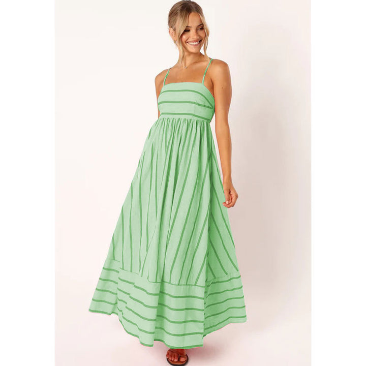 Damen Maxikleid aus gestreiftem Baumwollstoff Drune