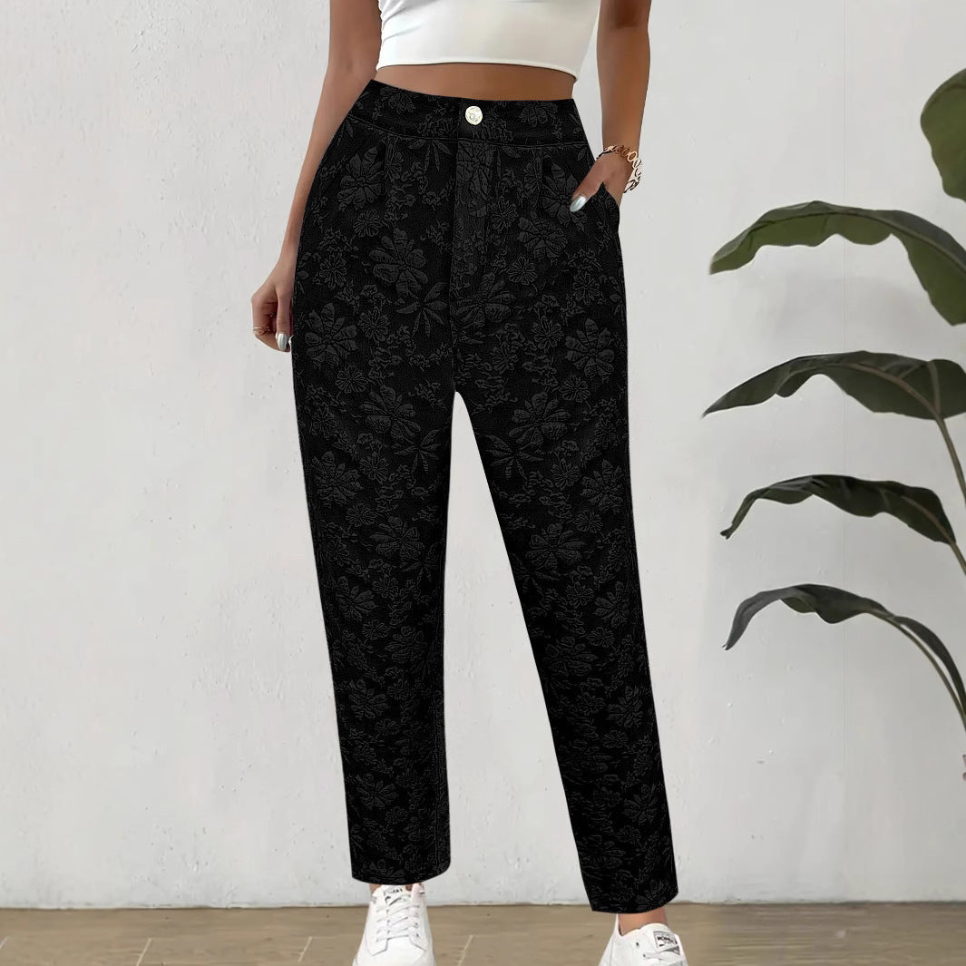 Damen elegante Blumenmuster Hose Drune
