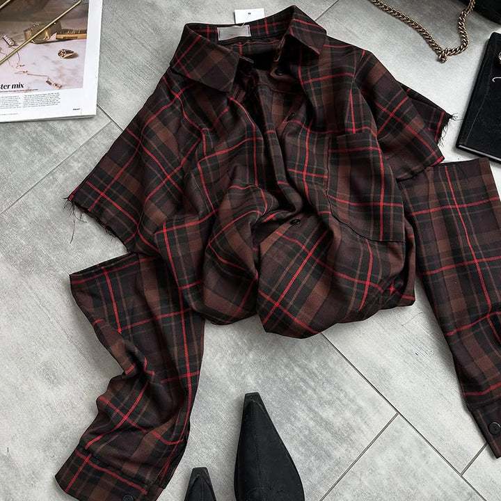 Damen oversized Karohemddesign Drune