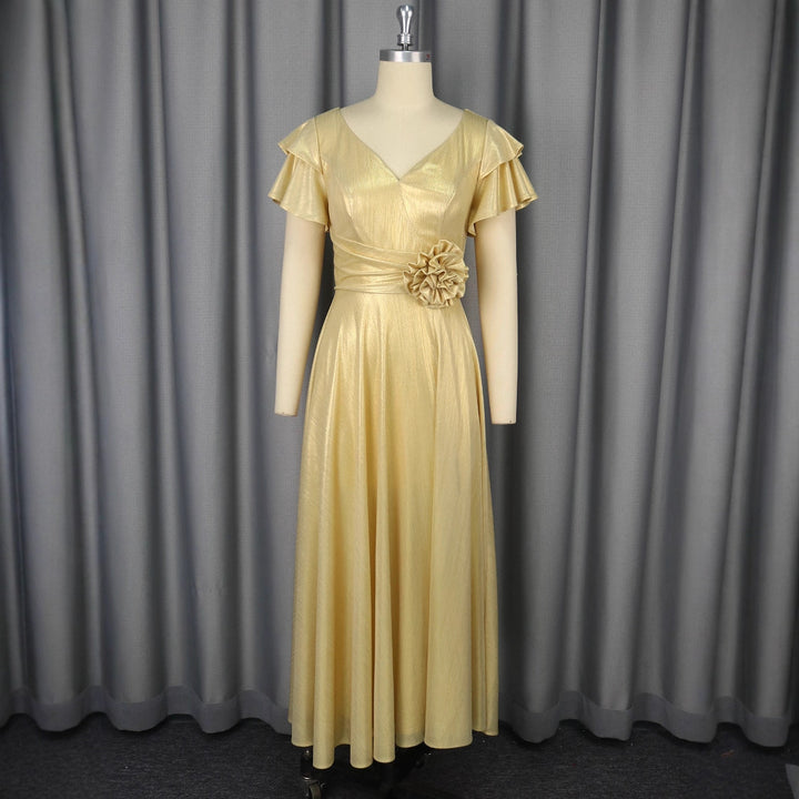 Damen Elegantes Maxikleid mit üppigem Volant und floralem Akzent Drune