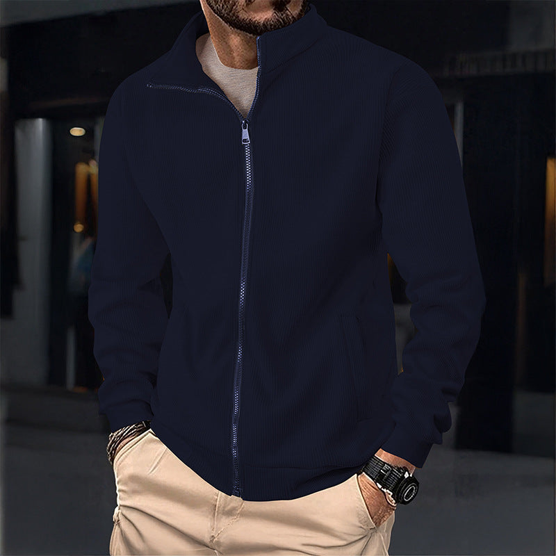 Herren Stylische Jacke mit Reißverschluss und hohem Kragen Drune