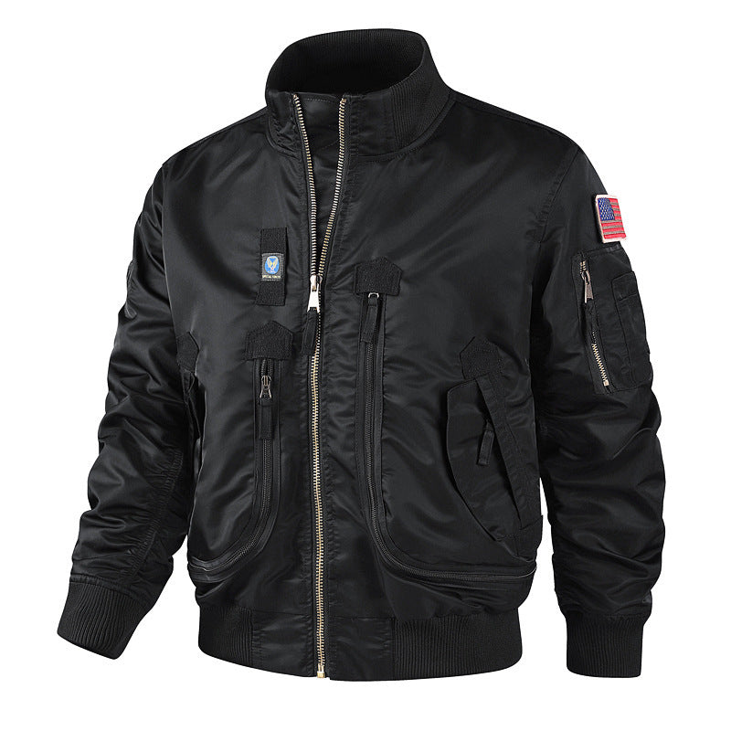 Herren bomberjacke mit hohem Kragen und multifunktionalen Taschen Drune