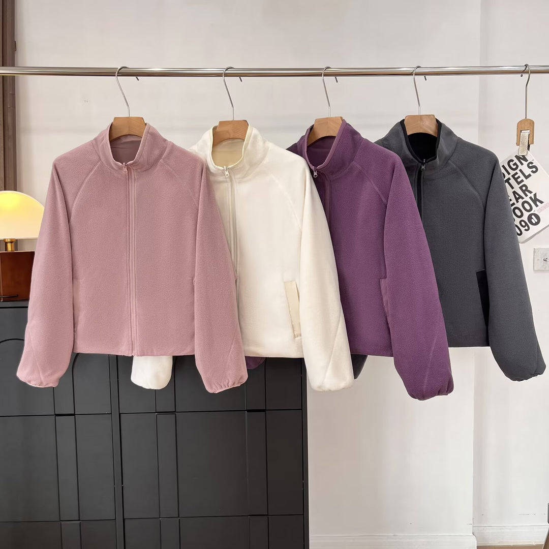 Damen Kuschelige Fleecejacke mit hohem Kragen und praktischen Eingrifftaschen Drune