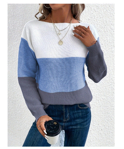 Damen lässiger Pullover mit trendigem Farbblock-Design Drune