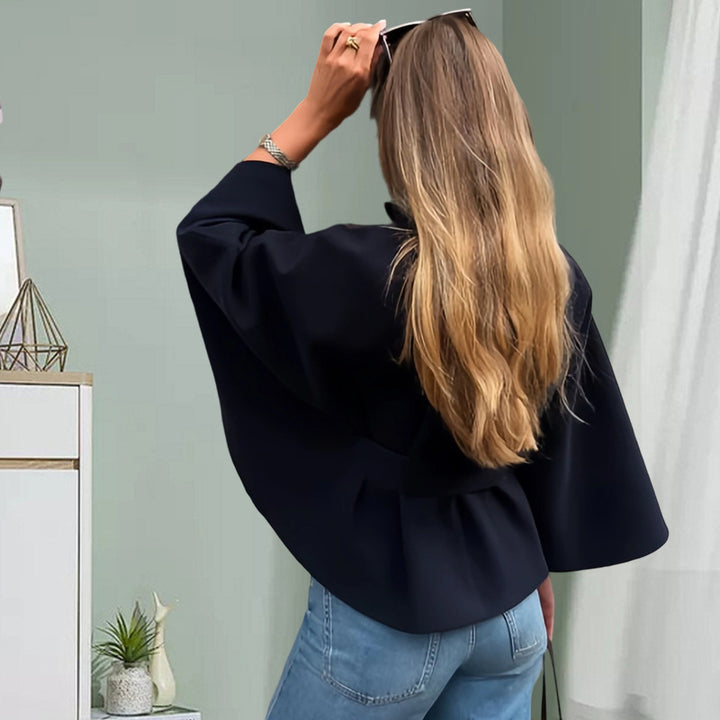 Damen elegante Überwurfjacke mit modernem Knopfdetail Drune