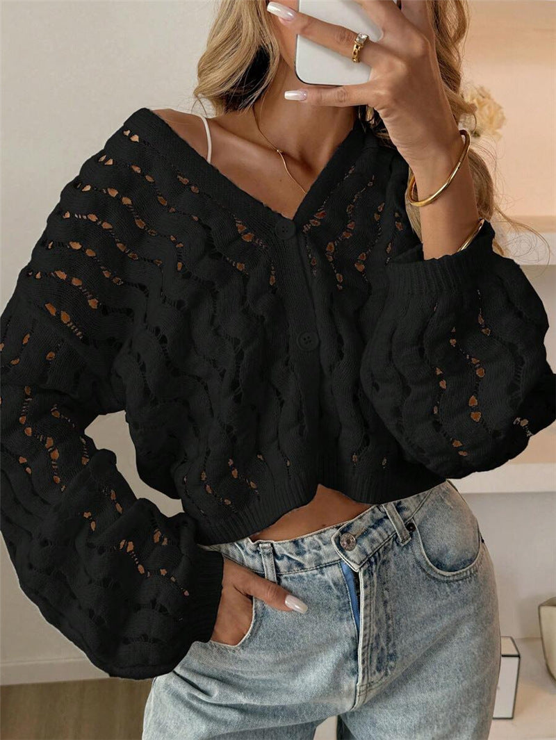 Damen Strickpullover mit einzigartigem Lochmuster und lässigem Schnitt Drune