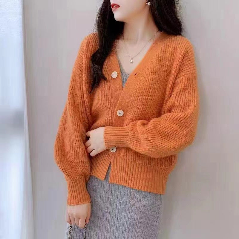 Damen Bequeme Strickjacke mit weiten Ärmeln und dezentem Rippdesign Drune