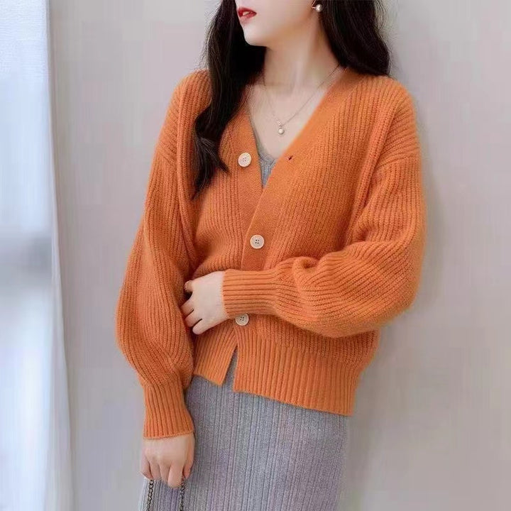 Damen Bequeme Strickjacke mit weiten Ärmeln und dezentem Rippdesign Drune