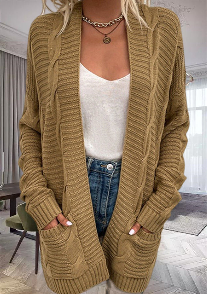 Drune | Strickjacke Wollmischung Übergröße Schnitt Grobstrick mit Taschen