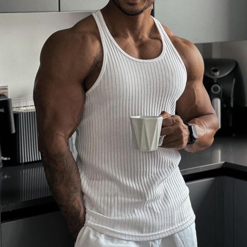 Herren nan geripptes Muskelshirt mit U-Ausschnitt und stretchigem Baumwollmix Drune