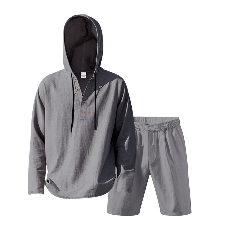 Herren lässiges Set mit Kapuze und Shorts Drune