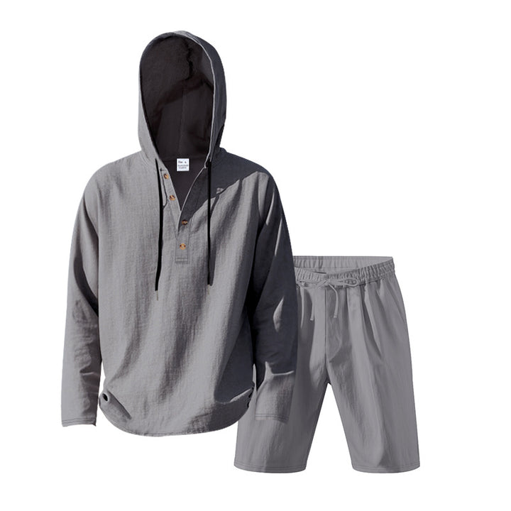 Herren lässiges Set mit Kapuze und Shorts Drune