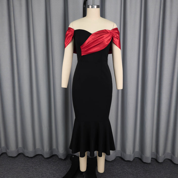 Damen Elegantes schnittloses Abendkleid mit voluminösem Taillenvolant Drune