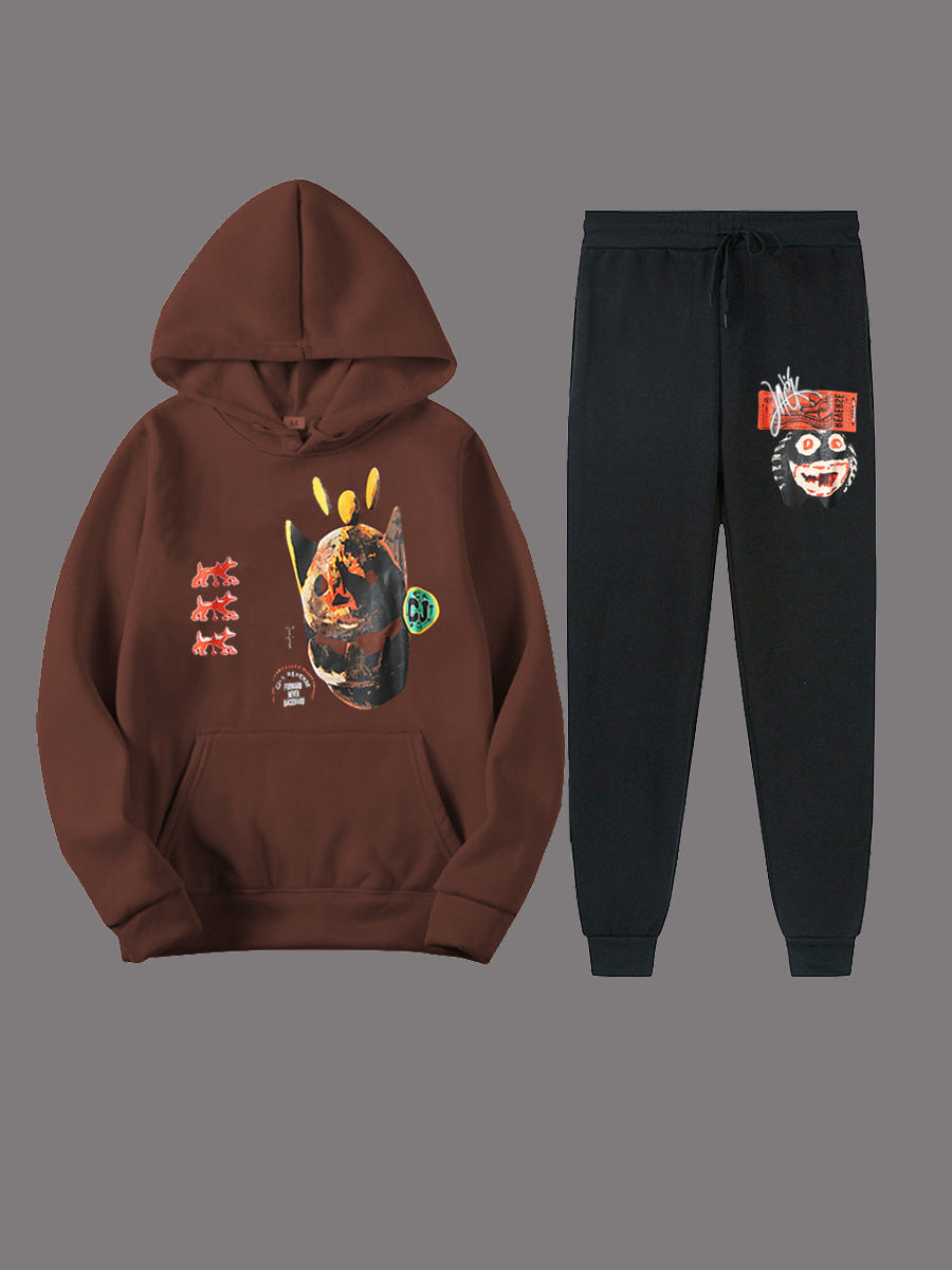 Damen Urbanes Hoodie und Jogginghose Set mit künstlerischem Druck Drune