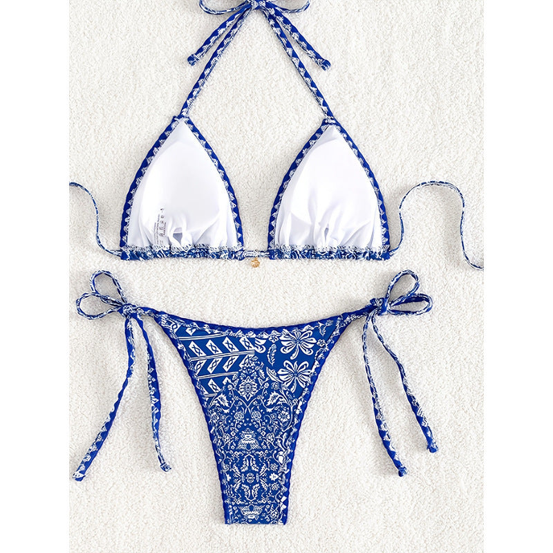 Damen Triangel-Bikini mit verstellbaren Bändern und floralem Design Drune