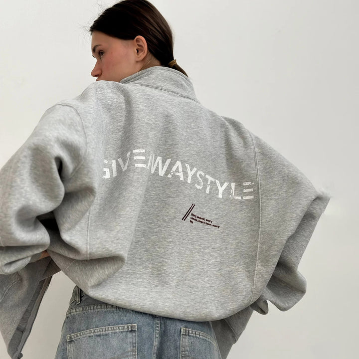 Damen Oversized Freizeitjacke mit urbanem Schriftzug Drune