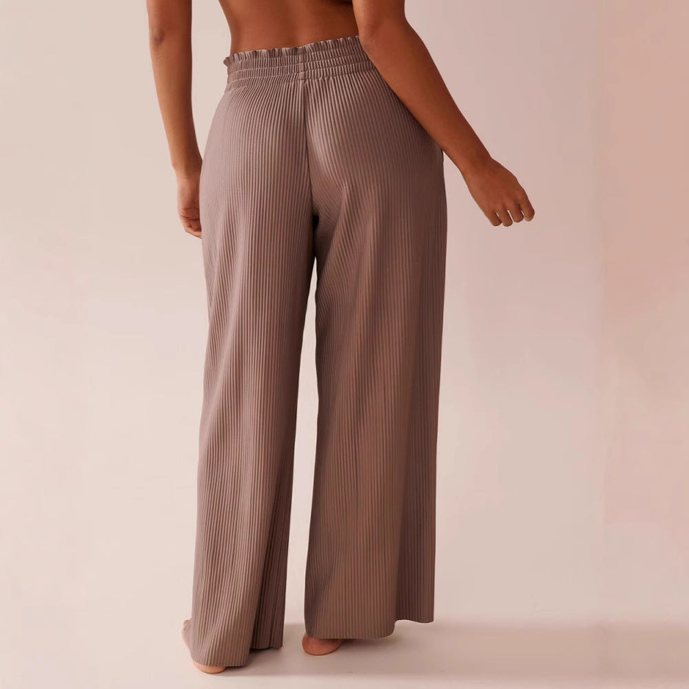 Damen Legere Plisseehose mit elastischem Bund und seitlichen Taschen Drune