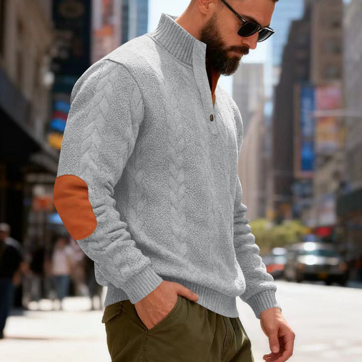 Herren gestrickter Pullover mit Kontrastdetails und modernem Knopfverschluss Drune
