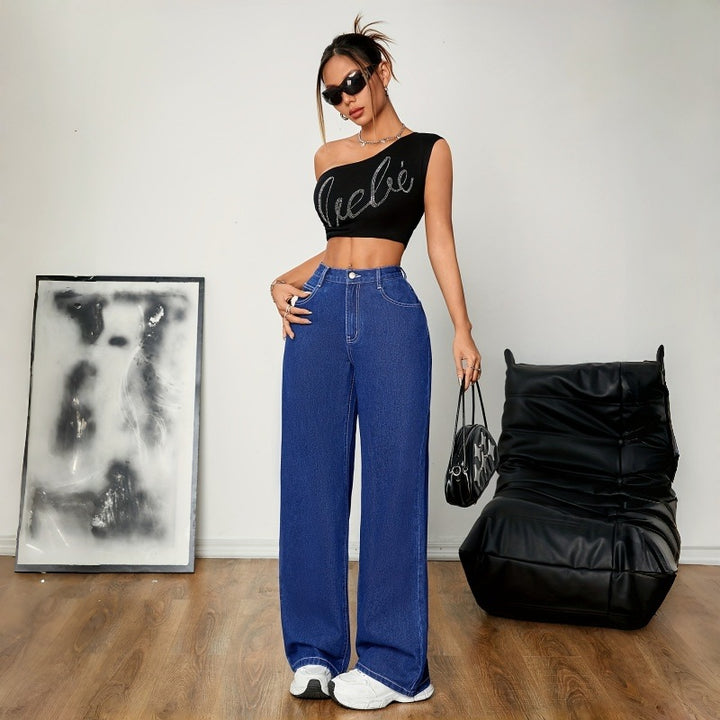 Damen Weite Denim-Hose mit hohem Bund und lässigem Schnitt Drune