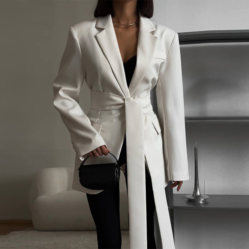 Damen eleganter Blazer mit Taillengürtel Drune