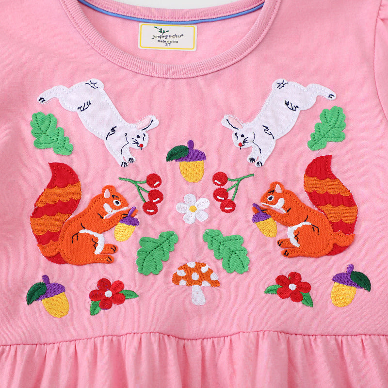 Mädchen Baumwollkleid mit bunten Tierapplikationen Drune