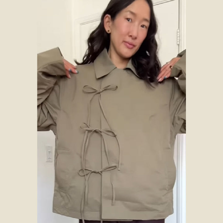 Damen Freizeitjacke mit modernen Bindegurten und lässigem Schnitt Drune