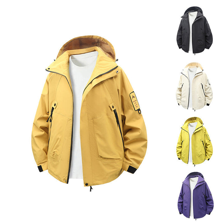 Herren funktionale Outdoor-Jacke mit verstellbarem Kapuzenbereich und zahlreichen Taschen Drune