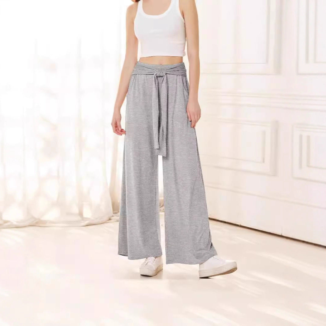 Damen Bequeme und stylische Weite Hose mit Taillengürtel Drune