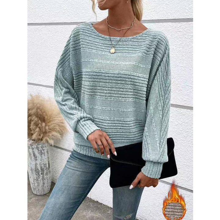 Damen lässiger Strukturpullover mit weitem Schnitt Drune