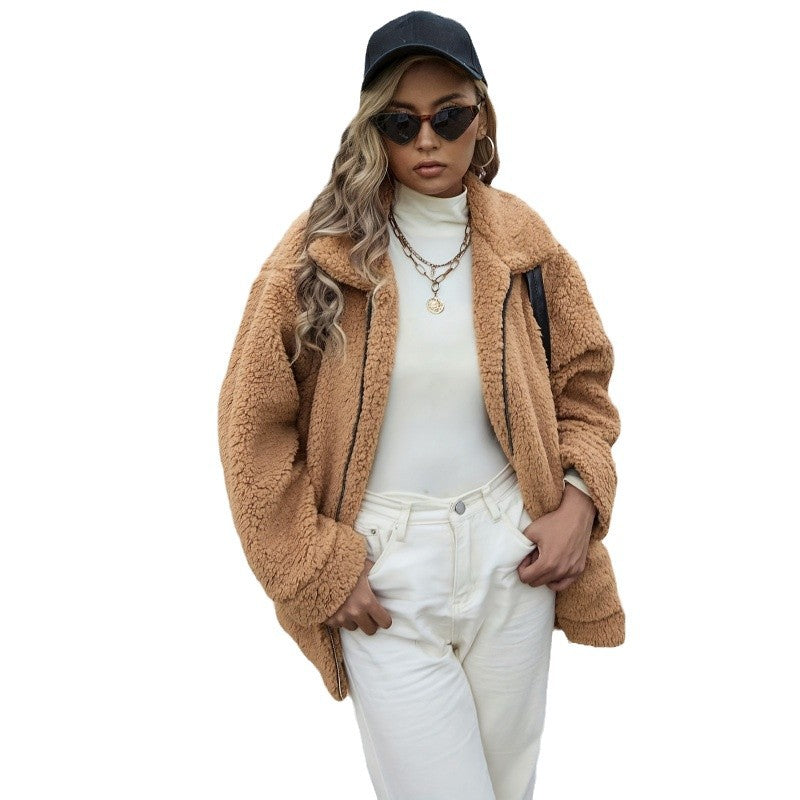 Damen Kuschelige Fleecejacke mit hohem Kragen und Reißverschluss Drune
