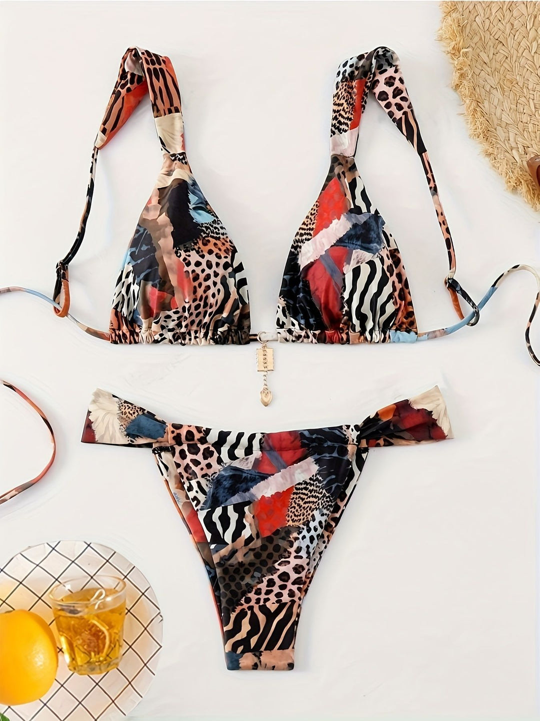 Damen Triangel-Bikini mit raffiniertem Leopardenmuster Drune