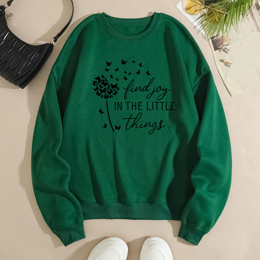 Damen Sweatshirt mit motivierendem Spruch und floralem Aufdruck Drune