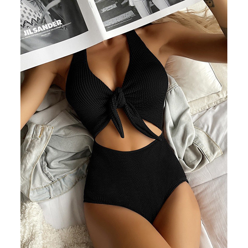 Damen Einteiliger Badeanzug mit innovativem Wickeldetail Drune