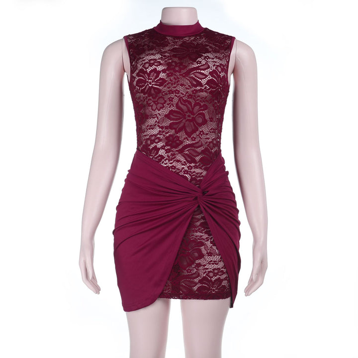 Damen Spitzen-Minikleid mit figurformendem Design und Raffungen Drune