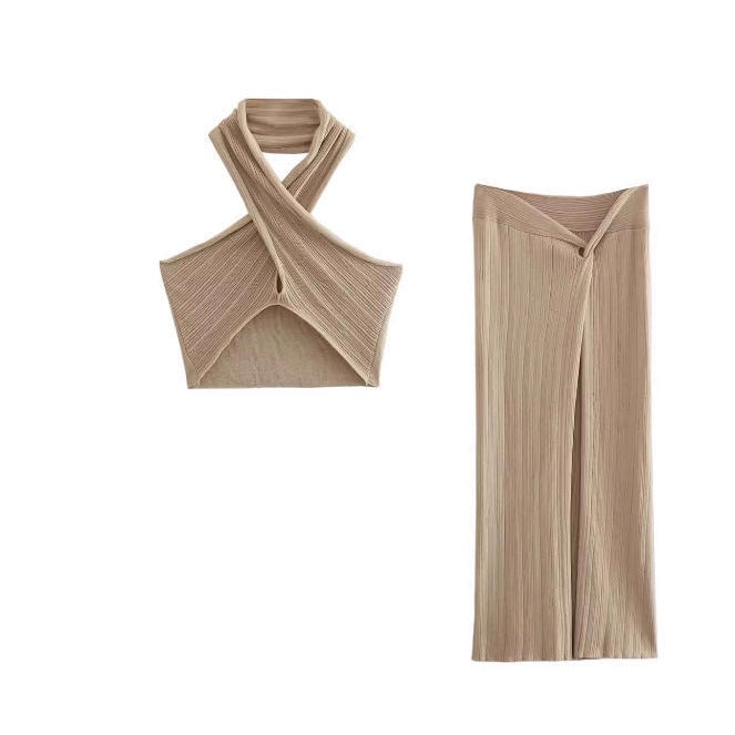 Damen weite Palazzo-Hose mit Wickeldetail Drune