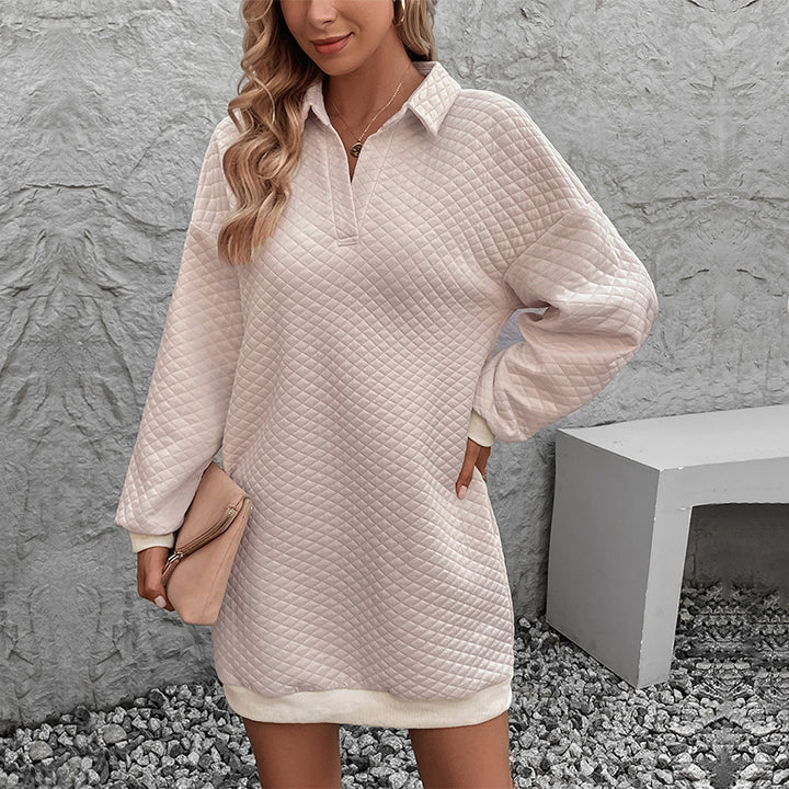 Damen Pulloverkleid mit Stehkragen und wärmendem Waffelmuster Drune