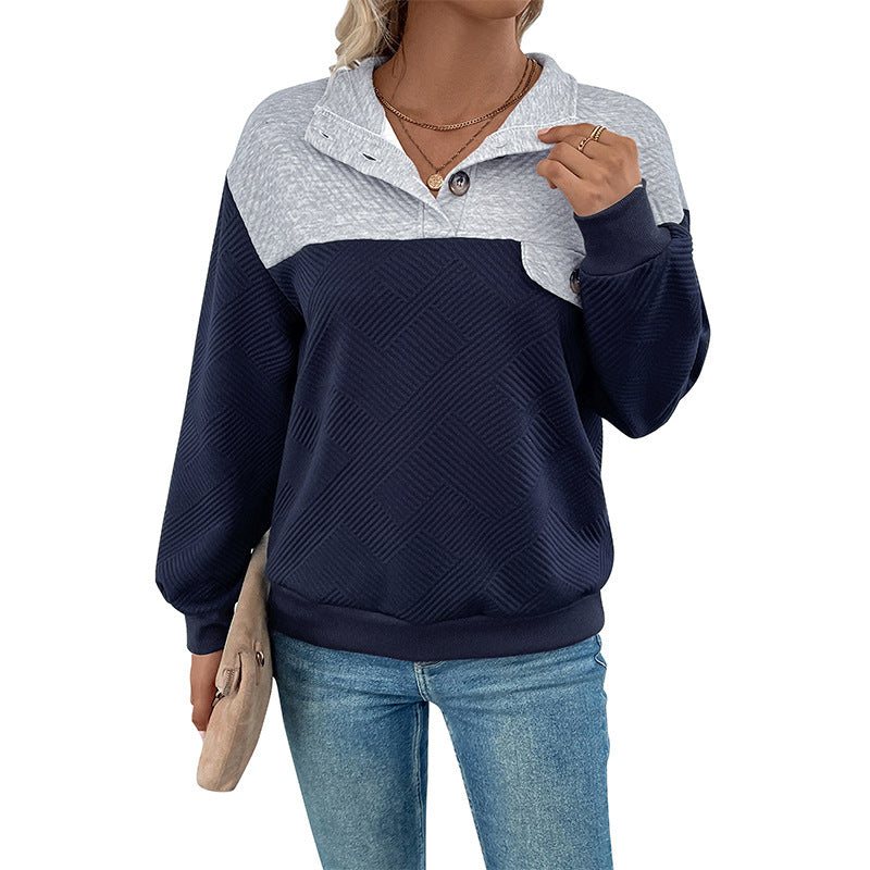 Damen lässiger Sweatpullover mit strukturiertem Design und Knopfdetails Drune