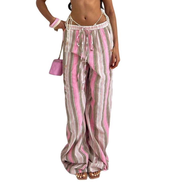 Damen Weit geschnittene gestreifte Stoffhose Drune