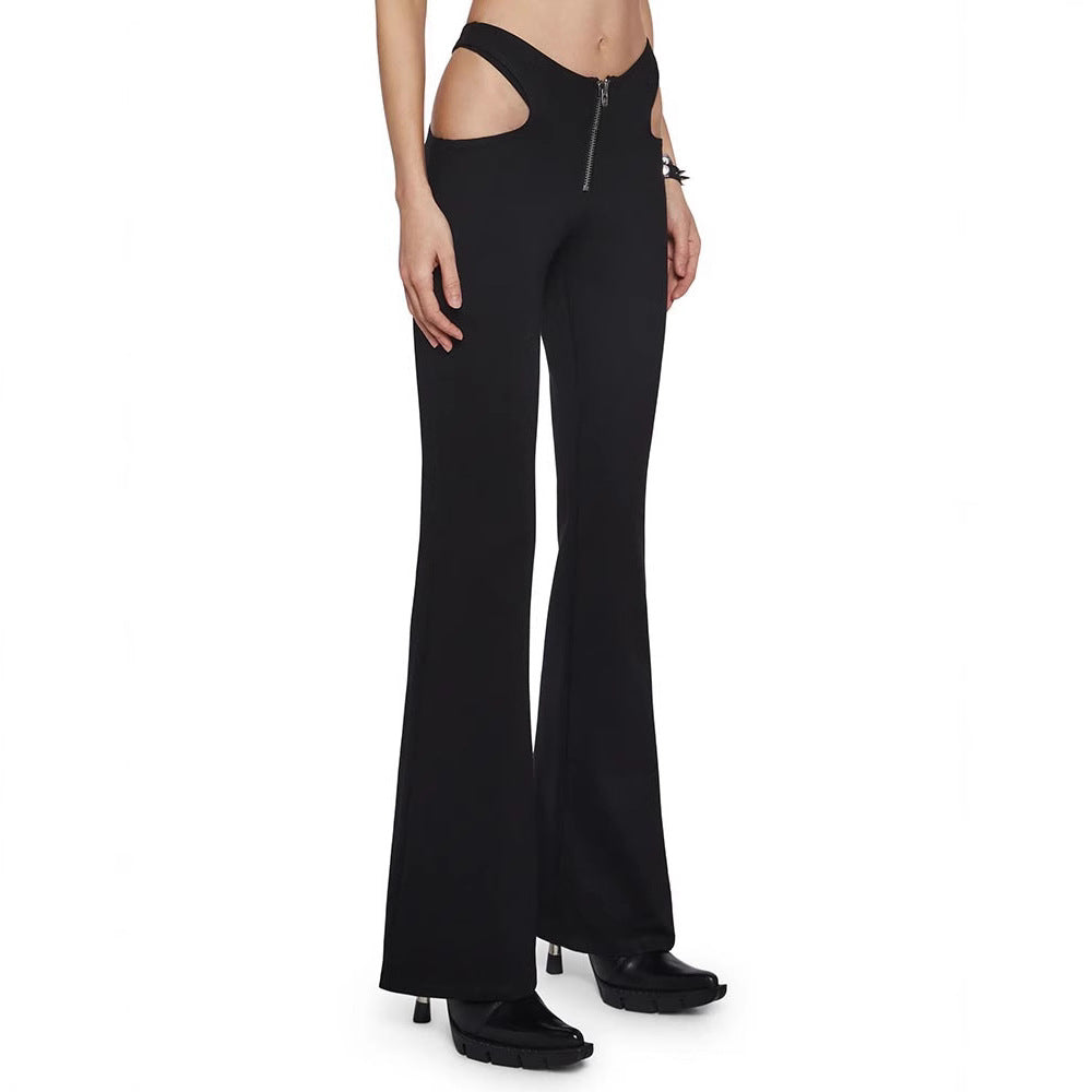 Damen Figurbetonte Schlaghose mit seitlichen Cut-Outs Drune