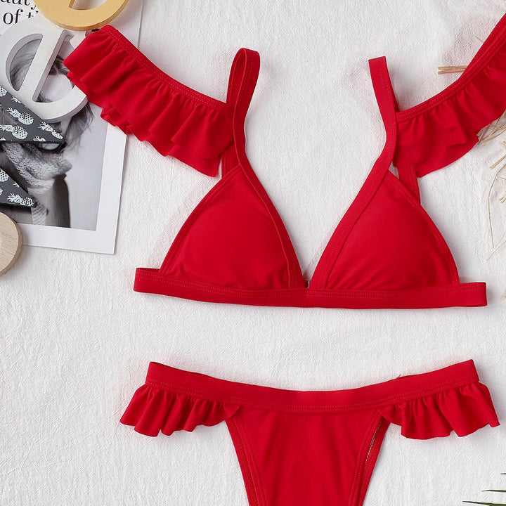 Damen Triangel-Bikini mit verspielten Rüschendetails Drune