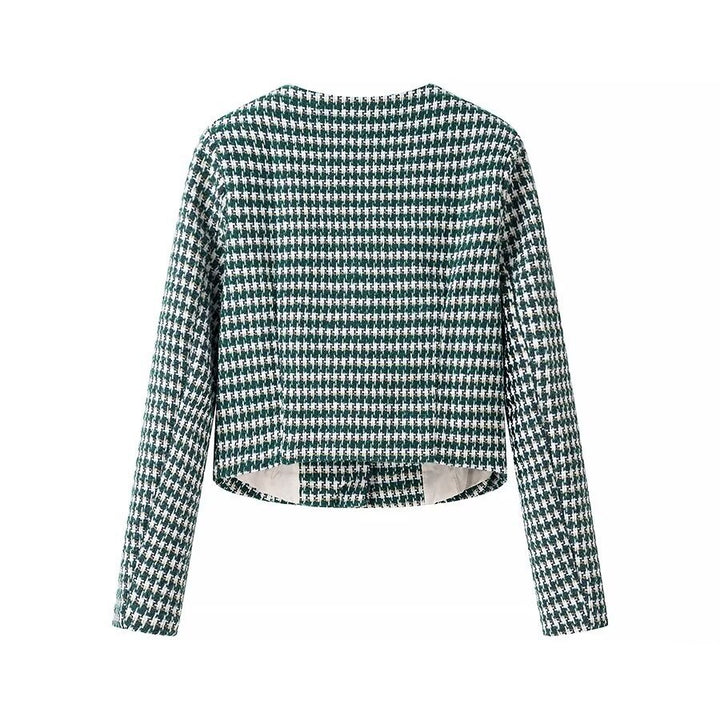 Damen Moderne Jacquardjacke mit knöpfbarem Design und klassischem Schnitt Drune