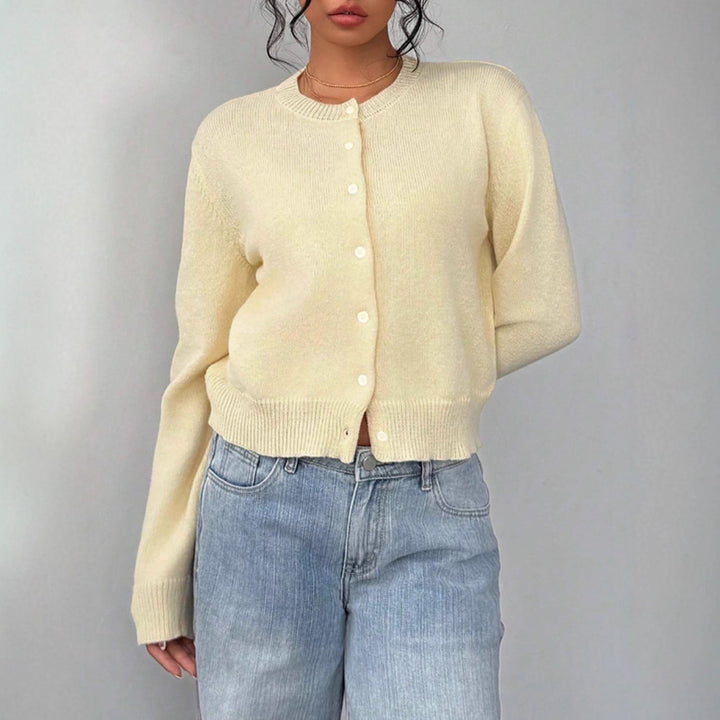 Damen Strickjacke aus softer Baumwolle mit Knopfdetails Drune