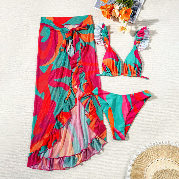 Damen Buntes Bikiniset mit Pareo Drune