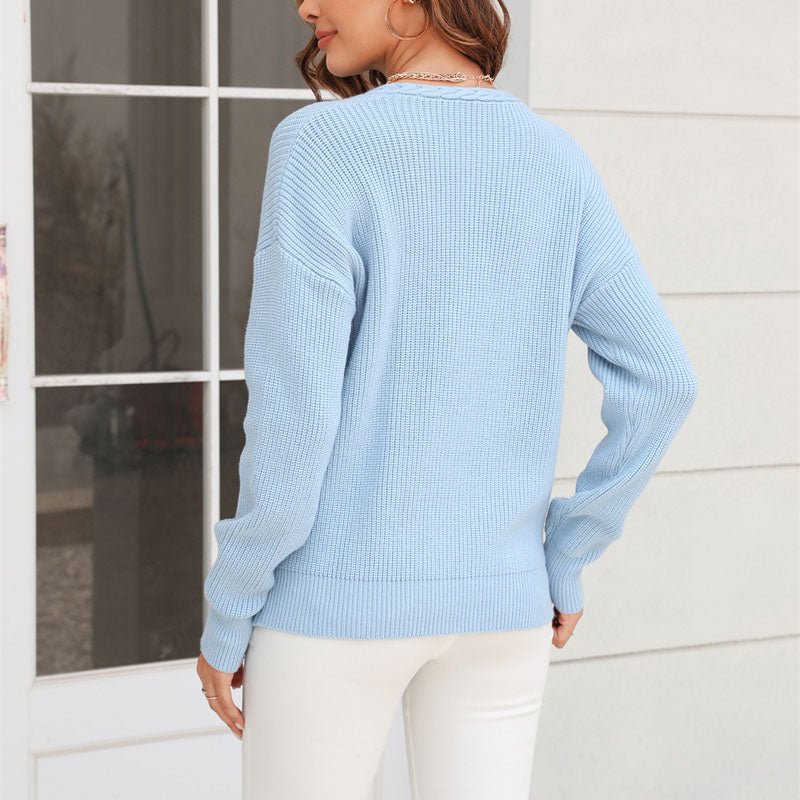 Drune | Damen Strickpullover mit V-Ausschnitt in lockerer Passform