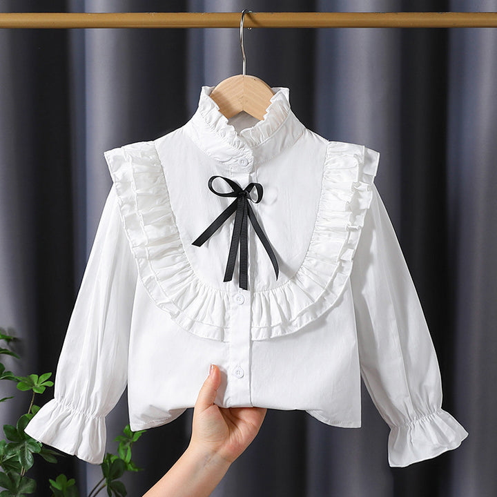 Mädchen verspielte Bluse mit Rüschendetails Drune