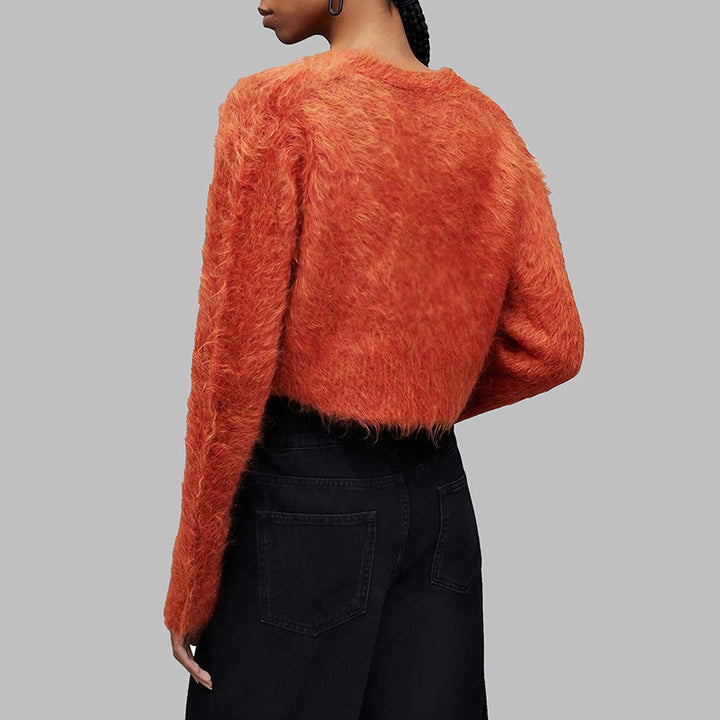 Damen Kurzarm Strickjacke mit weichem Fleece-Design Drune
